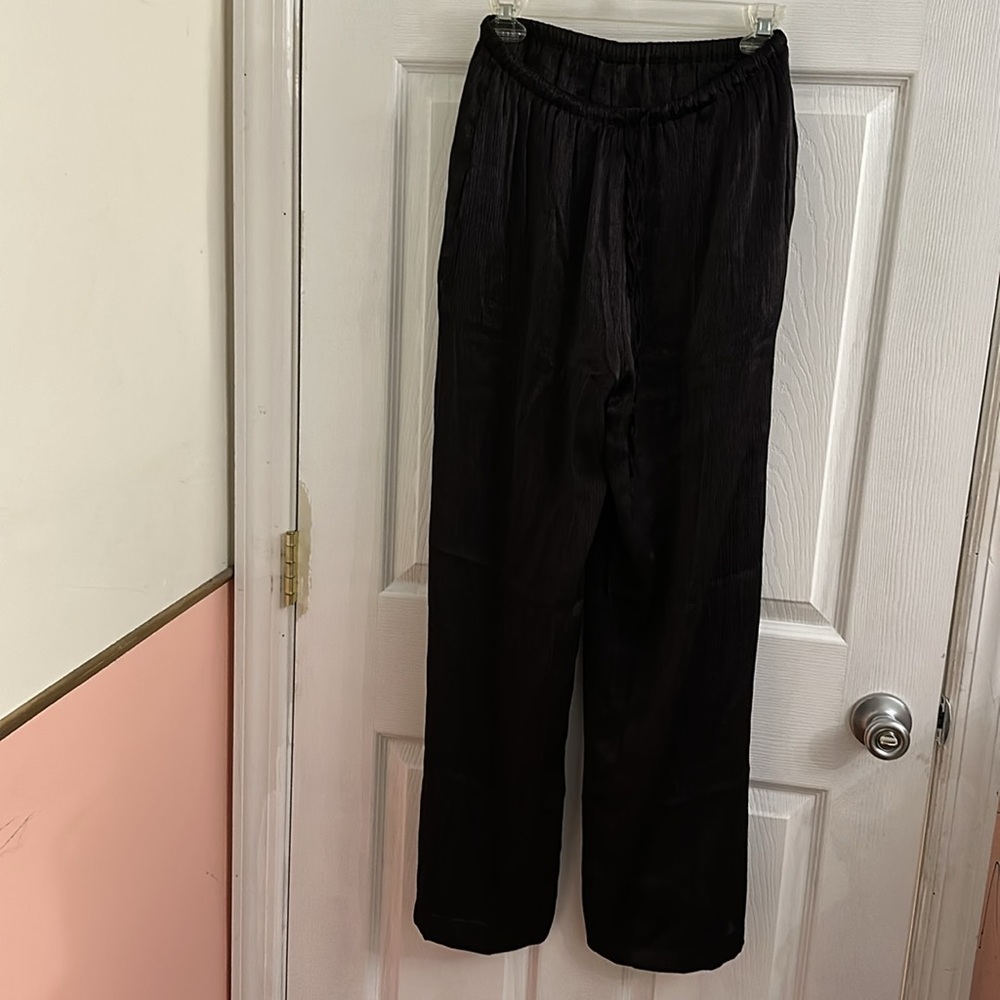 Wide Leg Palazzo Shiny Black Summer Pants OGL